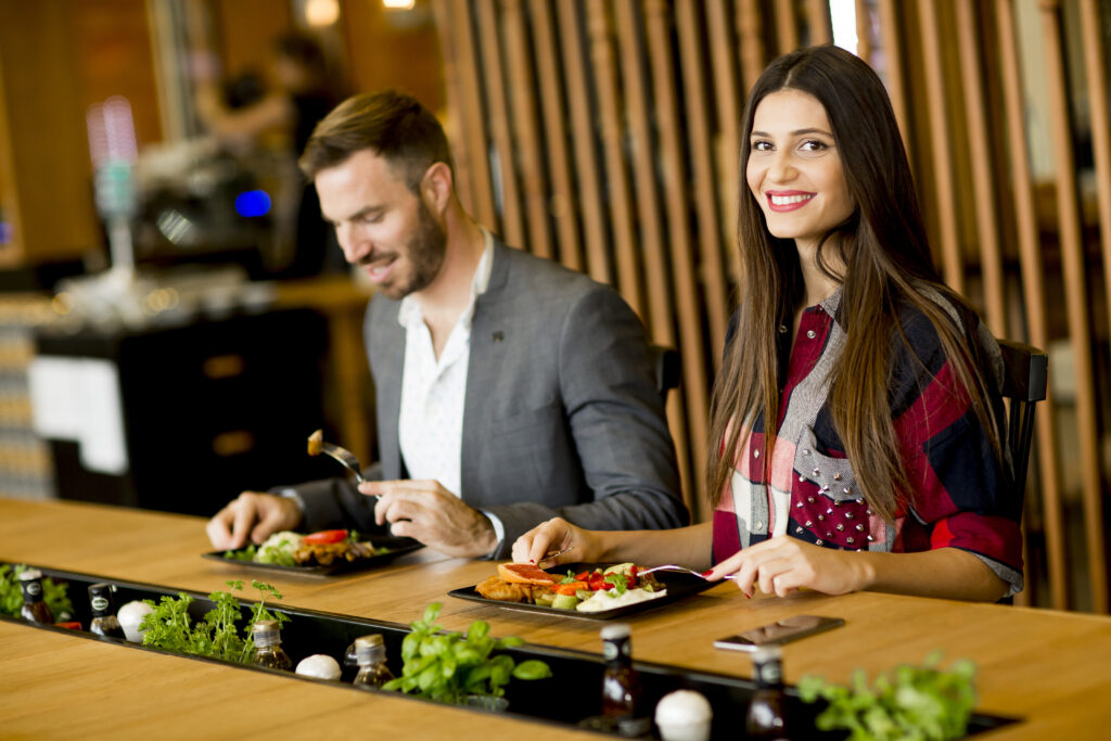 Couple in restaurant