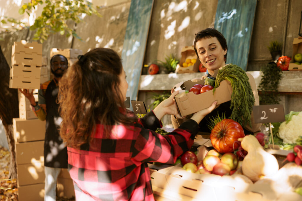 Customer getting farm fresh goodness