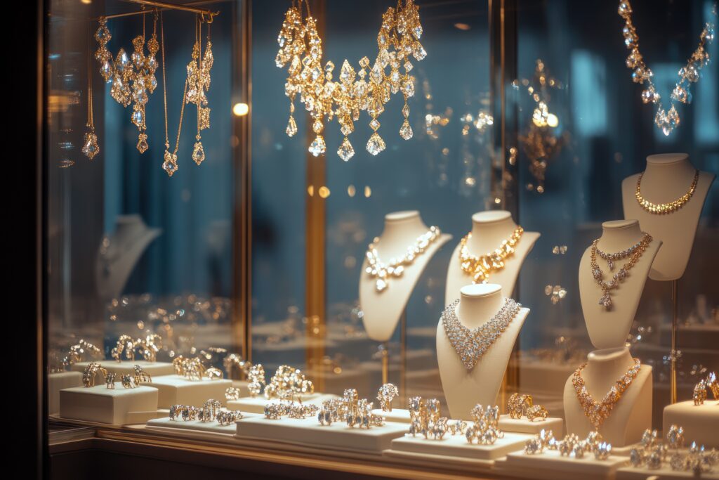 Diamond Jewelry Display in a Luxurious Store