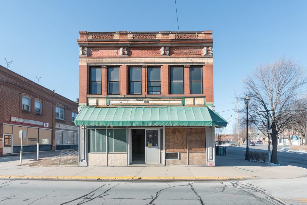 excellent-commercial-space-multipurpose-mixeduse-building-with-awning-storefront-sale-rent-generative-ai