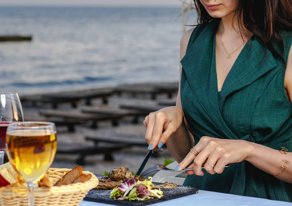 fried beef on wooden board