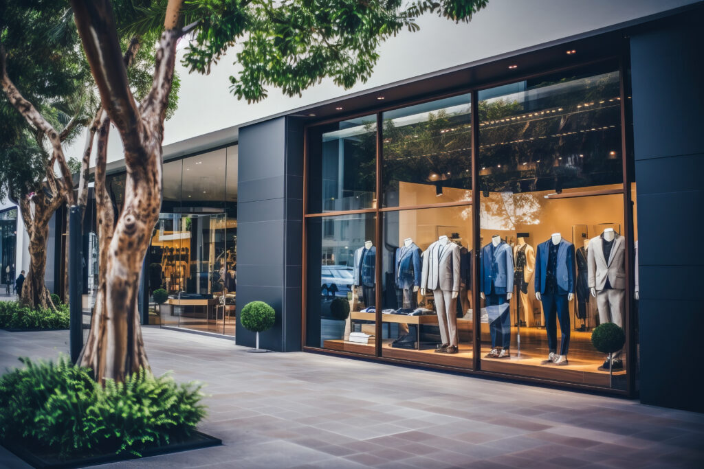 men’s fashion boutique facade storefront exterior
