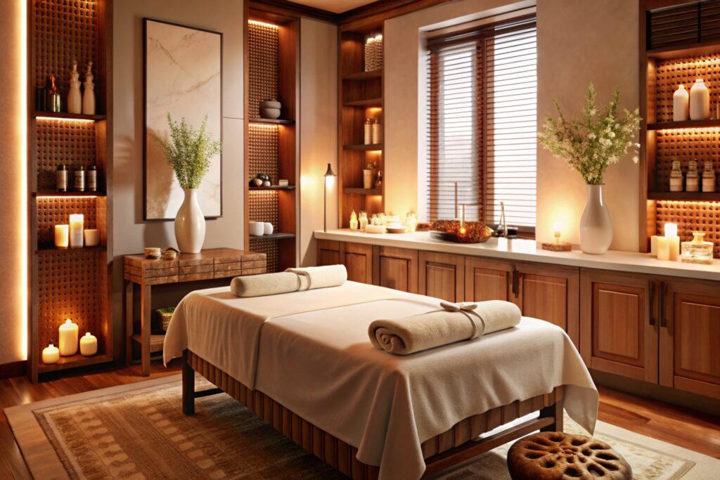 Relaxing Spa Room with Wooden Accents