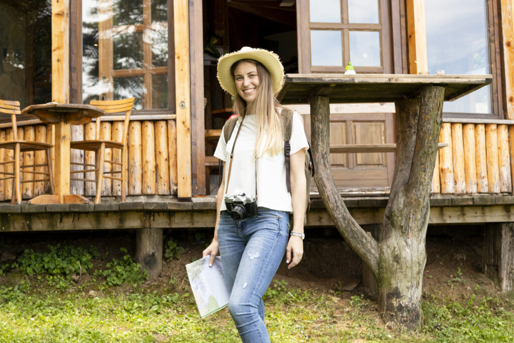 smiley-woman-front-modern-house