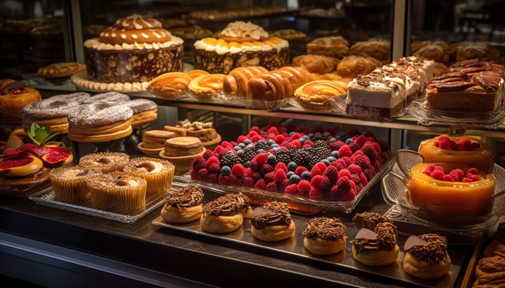 Variety of baked goods, a sweet indulgence generated by AI