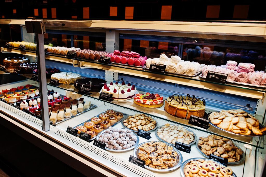 various-cakes-supermarket-shelves-sale
