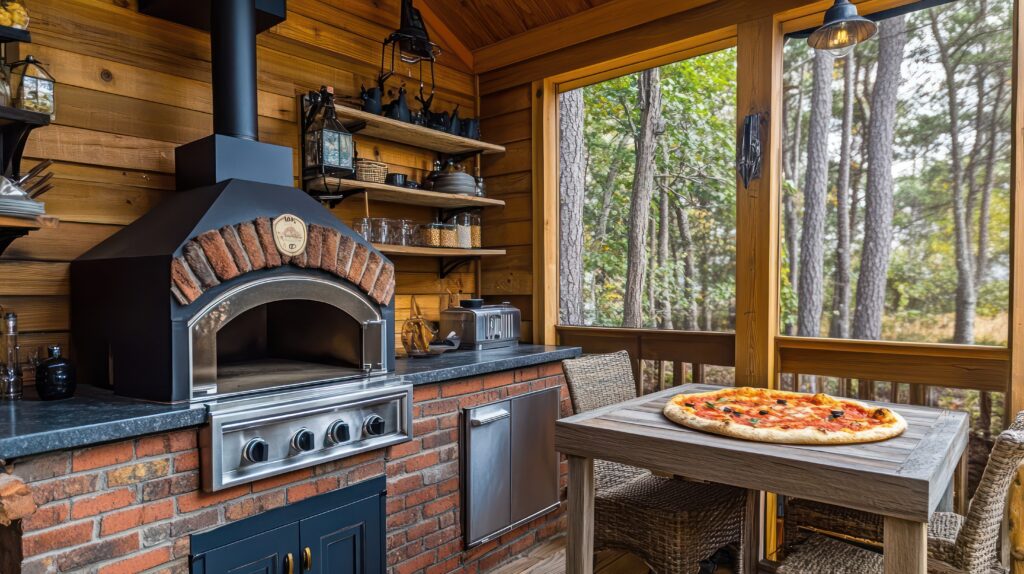 wood-cabin-with-pizza-oven-wood-stove