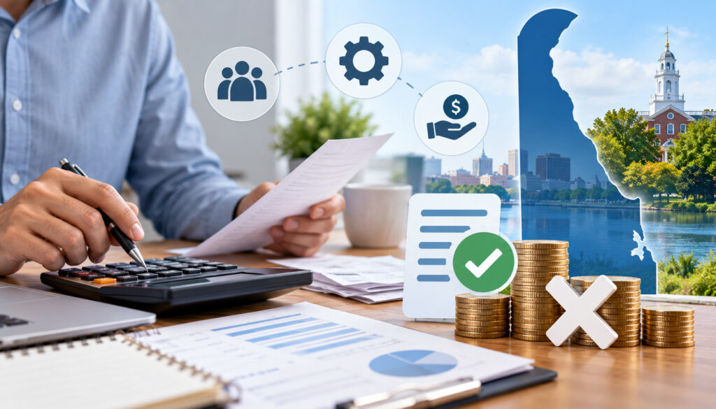 Delaware gross receipts tax exclusion calculation illustration