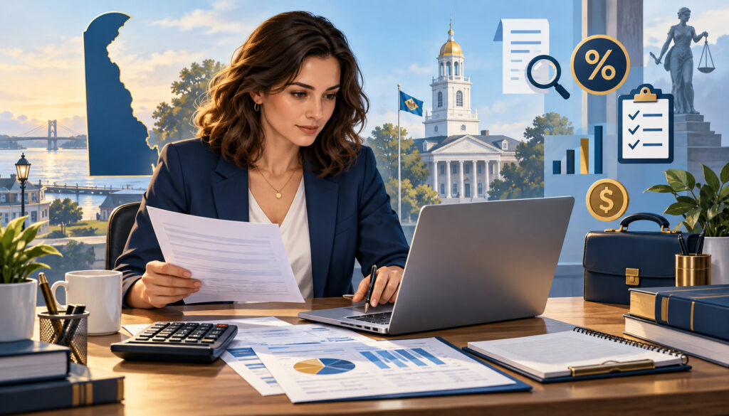Delaware service business owner reviewing gross receipts tax rates